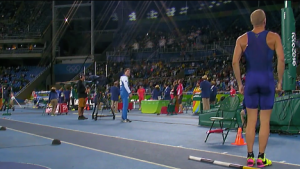 U.S. Olympic pole vaulter Sam Kendricks became a social media star when NBC's social media accounts shared a video of him preparing to jump during last week's event and stopping mid-stride to stand at attention during the National Anthem.