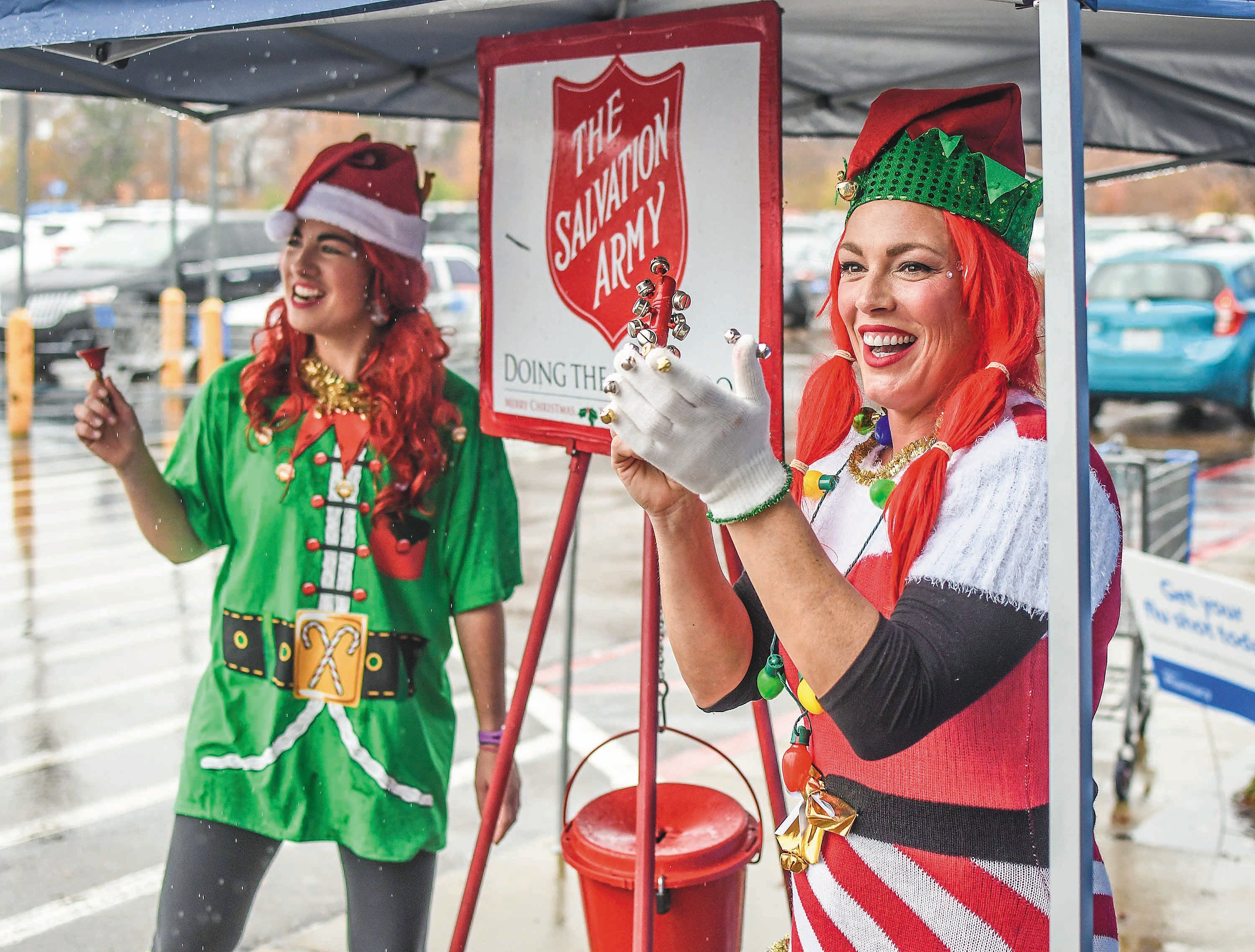 The Salvation Army's red kettle bells ring outside Kroger this holiday  season