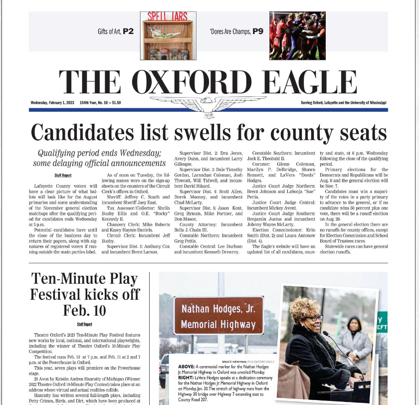 Print edition of The Oxford Eagle delayed due to weather - The