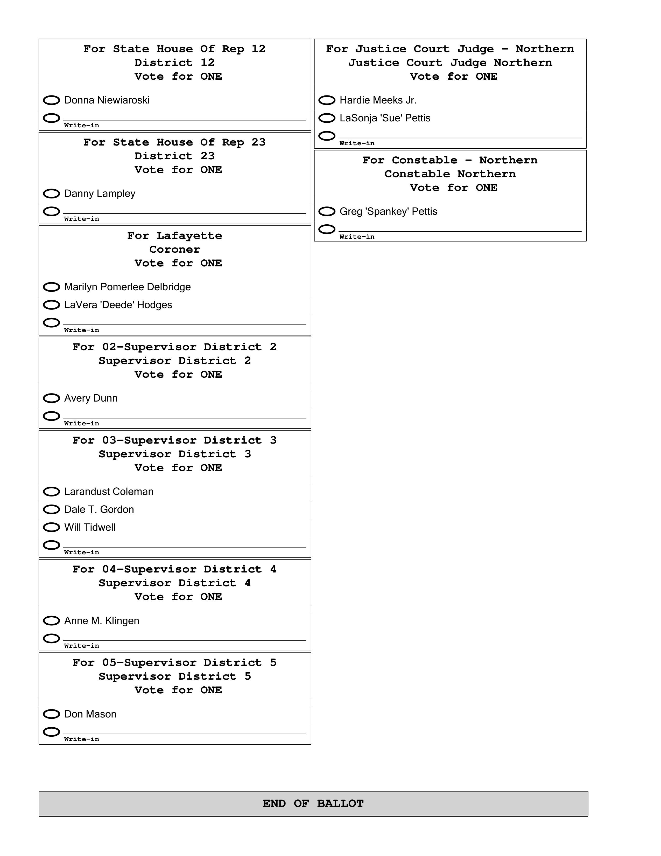 Democratic Party Sample Ballots The Oxford Eagle The Oxford Eagle 2597