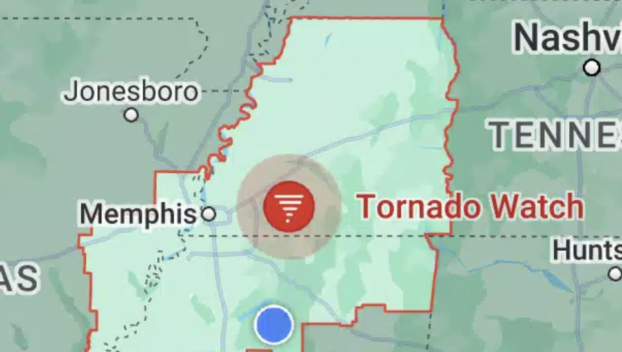 Tornado watch area in effecct until 7 p.m. Dec 9, 2023